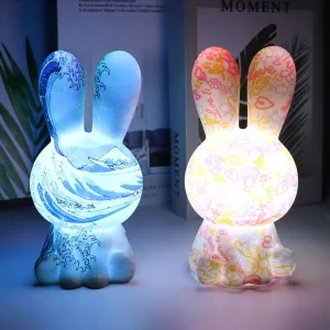 RainbowBunny | Kreativ 3D-skriven LED-nattlampa med handmålad design