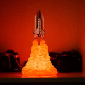 3D-tryckt raket LED-bordslampa – modern art déco-design