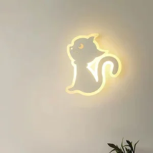 WhiskerGlow LED-vägglampa – lekfull kattinspirerad accent