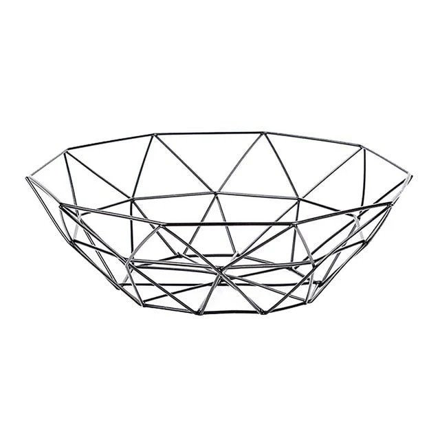 Modern geometrisk fruktskål i metall – genombruten järndesign med livfull finish - Bild 5