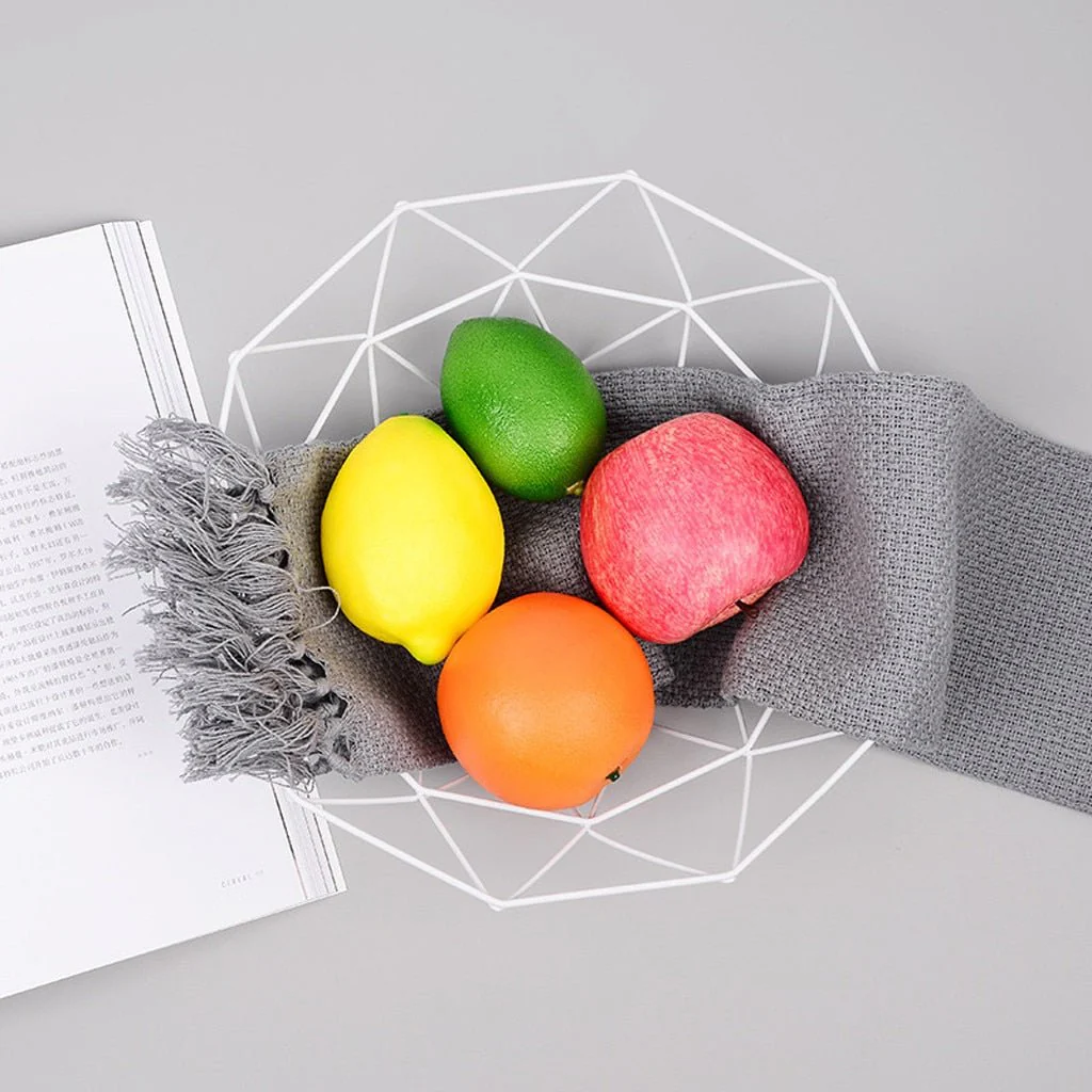 Modern geometrisk fruktskål i metall – genombruten järndesign med livfull finish - Bild 7