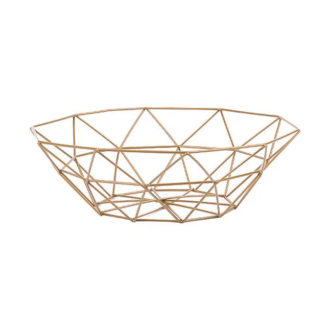 Modern geometrisk fruktskål i metall – genombruten järndesign med livfull finish - Bild 4