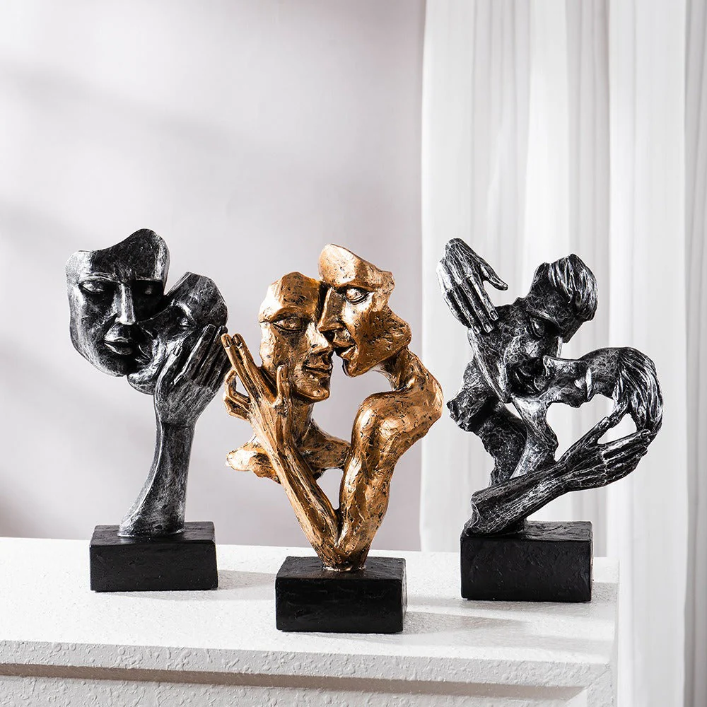 Modern abstrakt parskulptur – konstnärlig kyssinspirerad dekorativ accent - Bild 3