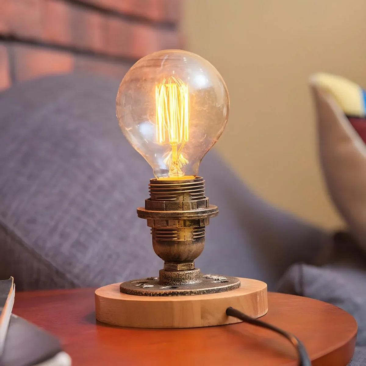 Modern industriell Edison-bordslampa – Rustik bronsfinish - Bild 2