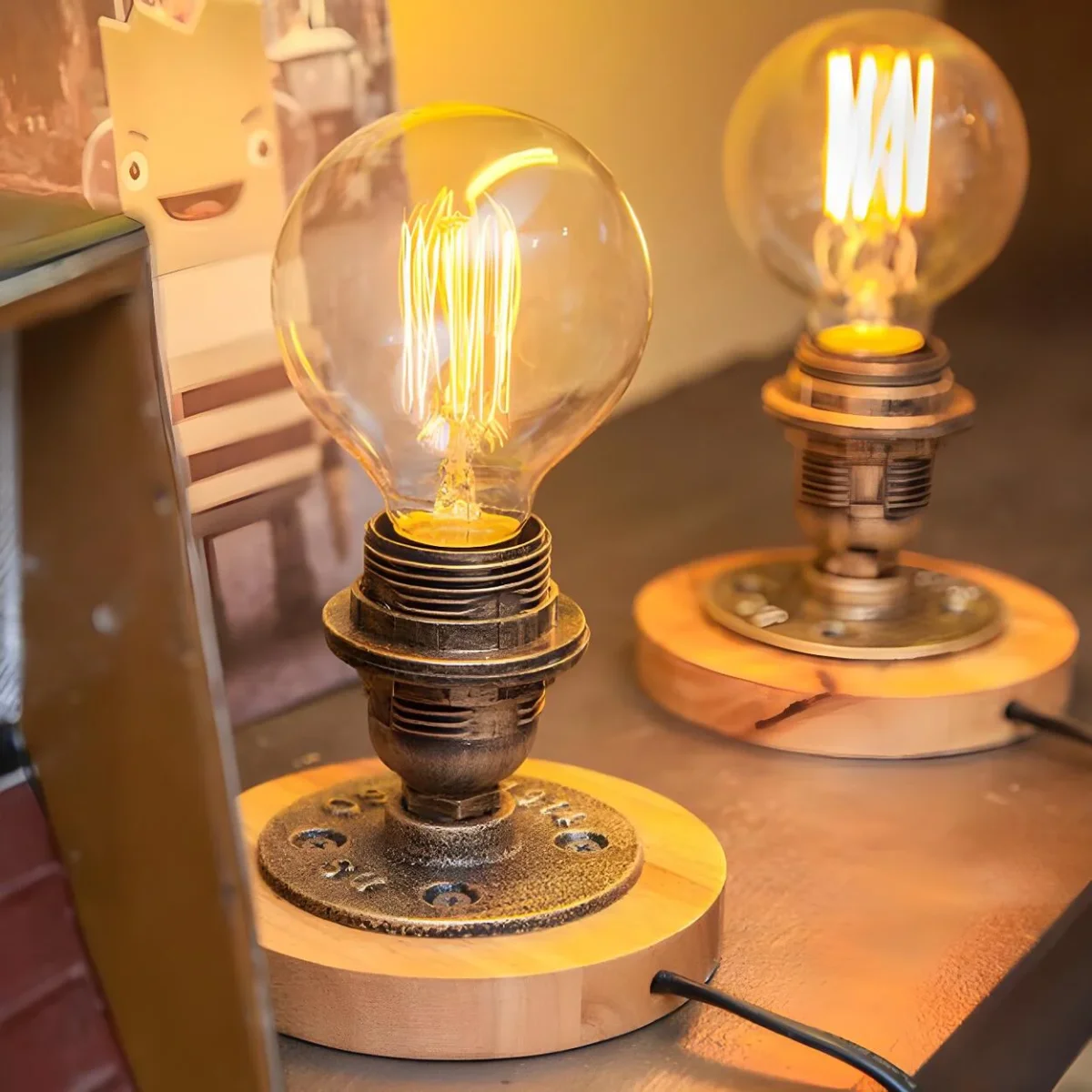 Modern industriell Edison-bordslampa – Rustik bronsfinish - Bild 3
