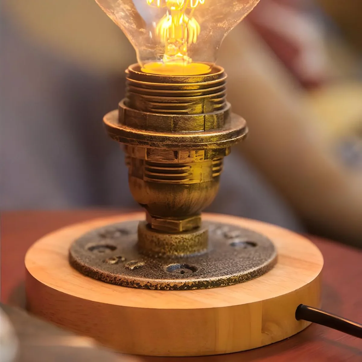 Modern industriell Edison-bordslampa – Rustik bronsfinish - Bild 6