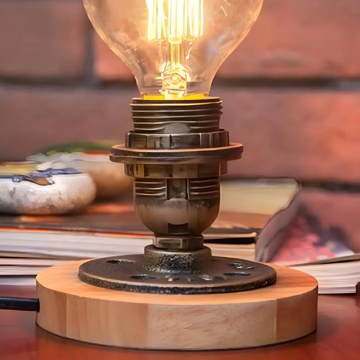 Modern industriell Edison-bordslampa – Rustik bronsfinish - Bild 7